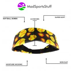 MadSportsStuff Softball Bomber Headband With Softball Bomb Logos Headbands
