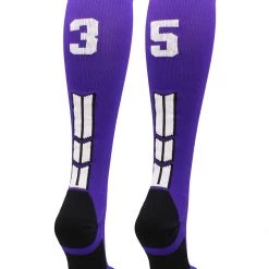 MadSportsStuff Purple Player ID Custom Number Over The Calf Socks For Softball Baseball Football Boys And Girls 200 MadSportsStuff Purple Player ID Custom Number Over The Calf Socks For Softball Baseball Football Boys And Girls