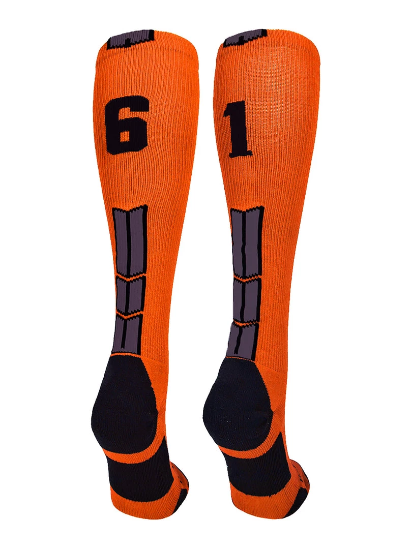 MadSportsStuff Orange And Black Player ID Custom Number Over The Calf Socks For Softball Baseball Football Boys And Girls 19 MadSportsStuff Orange And Black Player ID Custom Number Over The Calf Socks For Softball Baseball Football Boys And Girls