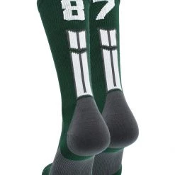 MadSportsStuff Dark Green Player ID Custom Number Crew Socks For Basketball Lacrosse Volleyball Boys And Girls