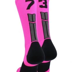 MadSportsStuff Neon Pink And Black Player ID Custom Number Crew Socks For Basketball Lacrosse Volleyball Boys And Girls 132 MadSportsStuff Neon Pink And Black Player ID Custom Number Crew Socks For Basketball Lacrosse Volleyball Boys And Girls