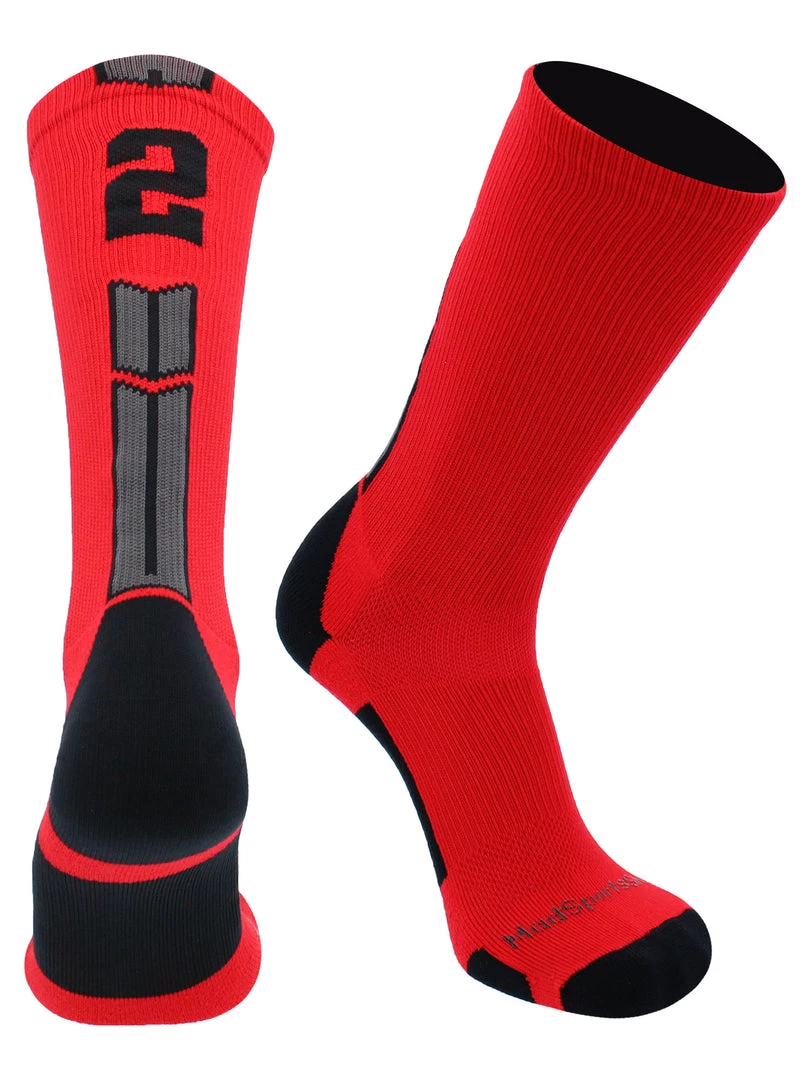 MadSportsStuff Red And Black Player ID Custom Number Crew Socks For Basketball Lacrosse Volleyball Boys And Girls 2 MadSportsStuff Red And Black Player ID Custom Number Crew Socks For Basketball Lacrosse Volleyball Boys And Girls