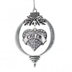 MadSportsStuff Cheerleading Christmas Ornament With Crystal Cheer Heart Charm For Cheerleader