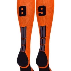 MadSportsStuff Softball Socks Orange And Black Player ID Custom Number Over The Calf Socks For Softball Baseball Football Boys And Girls 146 MadSportsStuff Softball Socks Orange And Black Player ID Custom Number Over The Calf Socks For Softball Baseball Football Boys And Girls