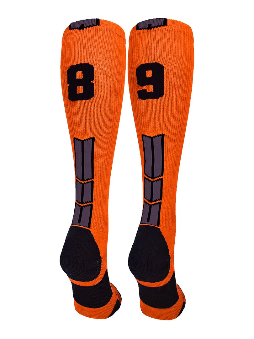 MadSportsStuff Softball Socks Orange And Black Player ID Custom Number Over The Calf Socks For Softball Baseball Football Boys And Girls 41 MadSportsStuff Softball Socks Orange And Black Player ID Custom Number Over The Calf Socks For Softball Baseball Football Boys And Girls