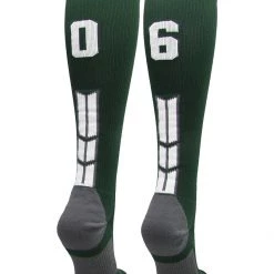 MadSportsStuff Dark Green Player ID Custom Number Over The Calf Socks For Softball Baseball Football Boys And Girls Softball Socks