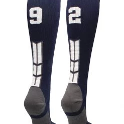 MadSportsStuff Navy Player ID Custom Number Over The Calf Socks For Softball Baseball Football Boys And Girls Softball Socks