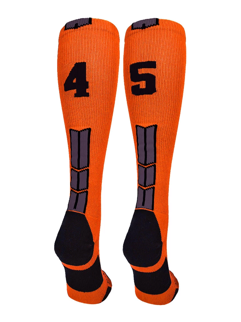 MadSportsStuff Softball Socks Orange And Black Player ID Custom Number Over The Calf Socks For Softball Baseball Football Boys And Girls 85 MadSportsStuff Softball Socks Orange And Black Player ID Custom Number Over The Calf Socks For Softball Baseball Football Boys And Girls