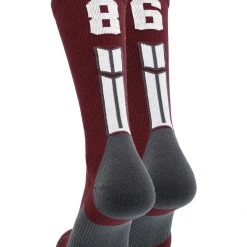 MadSportsStuff Maroon Player ID Custom Number Crew Socks For Basketball Lacrosse Volleyball Boys And Girls