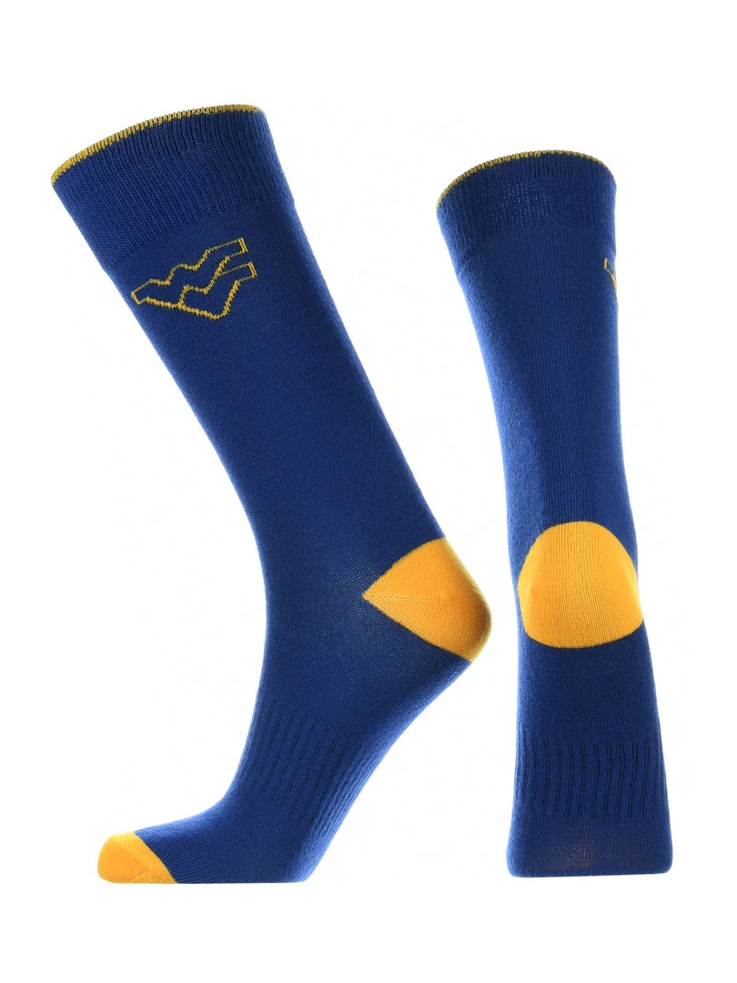 TCK All Schools West Virginia Mountaineers Dress Socks Dean's List Crew Length Socks 2 TCK All Schools West Virginia Mountaineers Dress Socks Dean's List Crew Length Socks