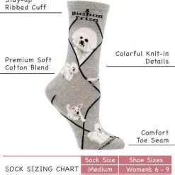 WHD Crazy Socks - Crew Bichon Socks For Women Gift For Dog Lovers