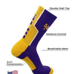 TCK All Schools LSU Tigers Perimeter Crew Socks