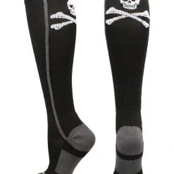 MadSportsStuff Pirate Skull And Crossbones (Jolly Roger) Over The Calf Socks Baseball Socks