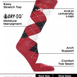 TCK Alabama Crimson Tide Argyle Dress Socks NCAA Fanwear Crew Length