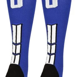 MadSportsStuff Baseball Socks Royal Player ID Custom Number Over The Calf Socks For Softball Baseball Football Boys And Girls
