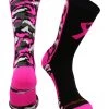 MadSportsStuff Baseball Socks Pink Ribbon Breast Cancer Awareness Camo Athletic Crew Socks (multiple Colors)
