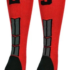 MadSportsStuff Red And Black Player ID Custom Number Over The Calf Socks For Softball Baseball Football Boys And Girls Baseball Socks 185 MadSportsStuff Red And Black Player ID Custom Number Over The Calf Socks For Softball Baseball Football Boys And Girls Baseball Socks