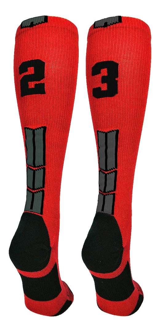 MadSportsStuff Red And Black Player ID Custom Number Over The Calf Socks For Softball Baseball Football Boys And Girls Baseball Socks 80 MadSportsStuff Red And Black Player ID Custom Number Over The Calf Socks For Softball Baseball Football Boys And Girls Baseball Socks
