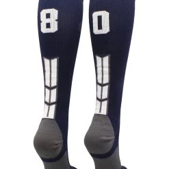MadSportsStuff Navy Player ID Custom Number Over The Calf Socks For Softball Baseball Football Boys And Girls Softball Socks