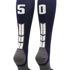 MadSportsStuff Navy Player ID Custom Number Over The Calf Socks For Softball Baseball Football Boys And Girls Softball Socks