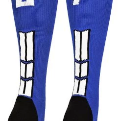 MadSportsStuff Royal Player ID Custom Number Over The Calf Socks For Softball Baseball Football Boys And Girls