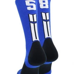 MadSportsStuff Volleyball Socks Royal Player ID Custom Number Crew Socks For Basketball Lacrosse Volleyball Boys And Girls
