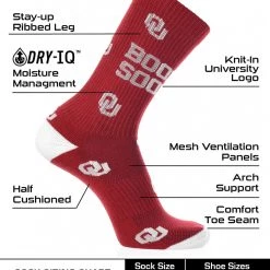 TCK OU Oklahoma Sooners Socks Crew Length Sock Mayhem 6 TCK OU Oklahoma Sooners Socks Crew Length Sock Mayhem