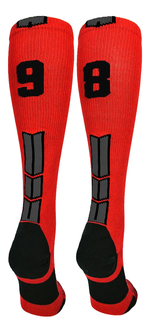 MadSportsStuff Red And Black Player ID Custom Number Over The Calf Socks For Softball Baseball Football Boys And Girls Baseball Socks 93 MadSportsStuff Red And Black Player ID Custom Number Over The Calf Socks For Softball Baseball Football Boys And Girls Baseball Socks