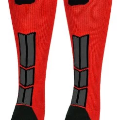 MadSportsStuff Red And Black Player ID Custom Number Over The Calf Socks For Softball Baseball Football Boys And Girls Baseball Socks