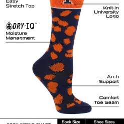 TCK All Schools Illinois Fighting Illini Socks Womens Savage Crew Socks 7 TCK All Schools Illinois Fighting Illini Socks Womens Savage Crew Socks