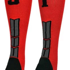 MadSportsStuff Red And Black Player ID Custom Number Over The Calf Socks For Softball Baseball Football Boys And Girls Baseball Socks 135 MadSportsStuff Red And Black Player ID Custom Number Over The Calf Socks For Softball Baseball Football Boys And Girls Baseball Socks