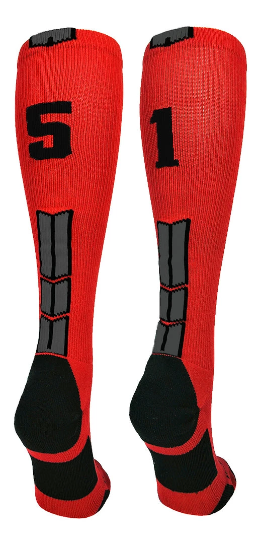 MadSportsStuff Red And Black Player ID Custom Number Over The Calf Socks For Softball Baseball Football Boys And Girls Baseball Socks 30 MadSportsStuff Red And Black Player ID Custom Number Over The Calf Socks For Softball Baseball Football Boys And Girls Baseball Socks