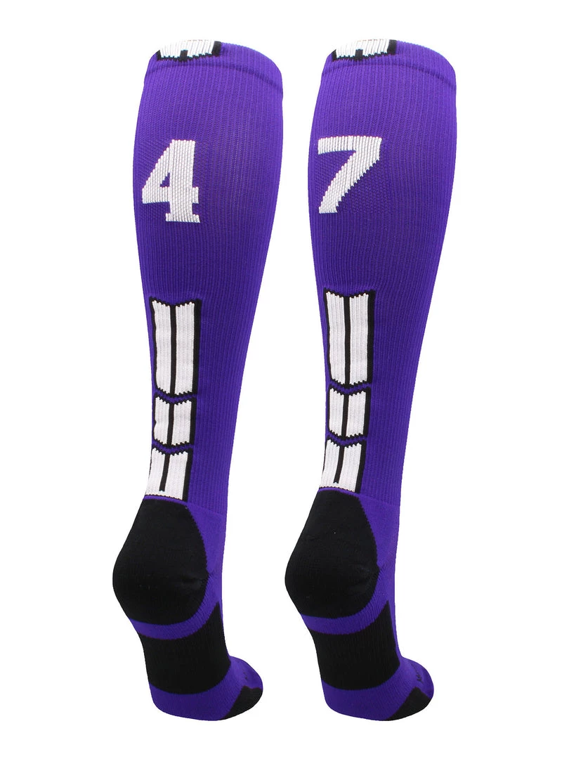 MadSportsStuff Purple Player ID Custom Number Over The Calf Socks For Softball Baseball Football Boys And Girls Softball Socks 83 MadSportsStuff Purple Player ID Custom Number Over The Calf Socks For Softball Baseball Football Boys And Girls Softball Socks