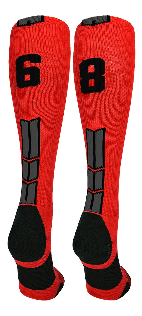 MadSportsStuff Red And Black Player ID Custom Number Over The Calf Socks For Softball Baseball Football Boys And Girls Baseball Socks 12 MadSportsStuff Red And Black Player ID Custom Number Over The Calf Socks For Softball Baseball Football Boys And Girls Baseball Socks