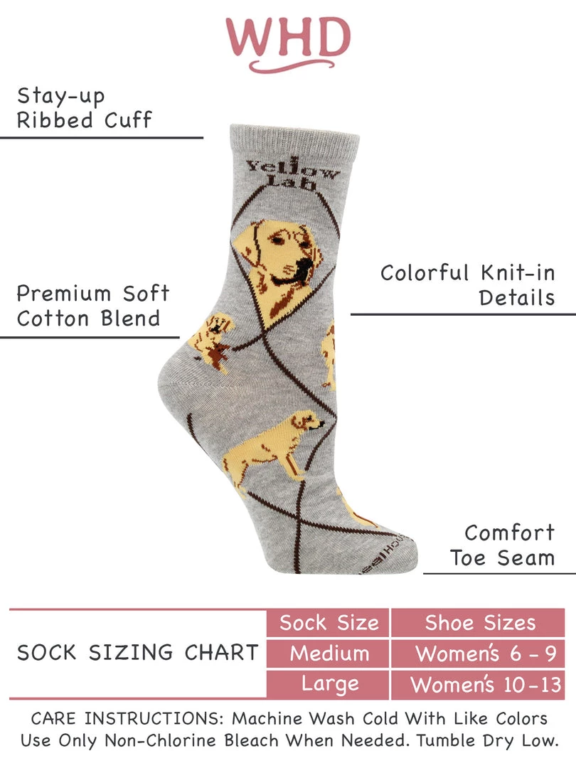 WHD Yellow Lab Socks For Women Gift For Dog Lovers Crazy Socks - Crew 3 WHD Yellow Lab Socks For Women Gift For Dog Lovers Crazy Socks - Crew