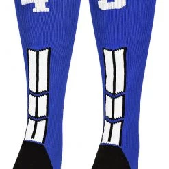 MadSportsStuff Royal Player ID Custom Number Over The Calf Socks For Softball Baseball Football Boys And Girls