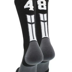 MadSportsStuff Black Player ID Custom Number Crew Socks For Basketball Lacrosse Volleyball Boys And Girls