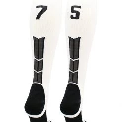 MadSportsStuff White Player ID Custom Number Over The Calf Socks For Softball Baseball Football Boys And Girls Softball Socks