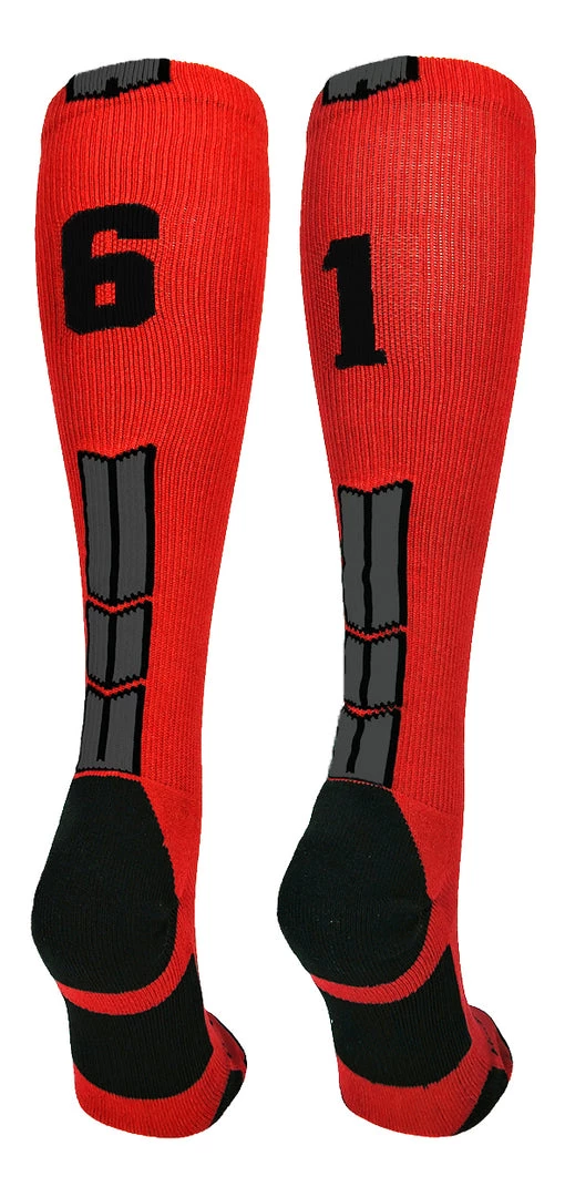 MadSportsStuff Red And Black Player ID Custom Number Over The Calf Socks For Softball Baseball Football Boys And Girls Baseball Socks 19 MadSportsStuff Red And Black Player ID Custom Number Over The Calf Socks For Softball Baseball Football Boys And Girls Baseball Socks