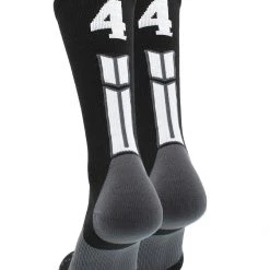 MadSportsStuff Black Player ID Custom Number Crew Socks For Basketball Lacrosse Volleyball Boys And Girls