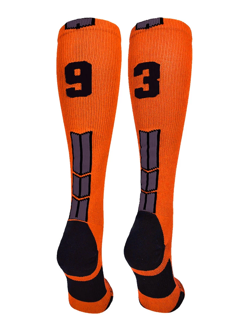 MadSportsStuff Orange And Black Player ID Custom Number Over The Calf Socks For Softball Baseball Football Boys And Girls 37 MadSportsStuff Orange And Black Player ID Custom Number Over The Calf Socks For Softball Baseball Football Boys And Girls