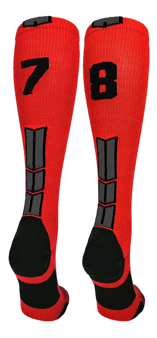MadSportsStuff Red And Black Player ID Custom Number Over The Calf Socks For Softball Baseball Football Boys And Girls Baseball Socks 52 MadSportsStuff Red And Black Player ID Custom Number Over The Calf Socks For Softball Baseball Football Boys And Girls Baseball Socks