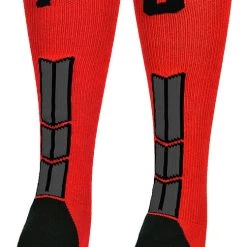 MadSportsStuff Red And Black Player ID Custom Number Over The Calf Socks For Softball Baseball Football Boys And Girls Baseball Socks