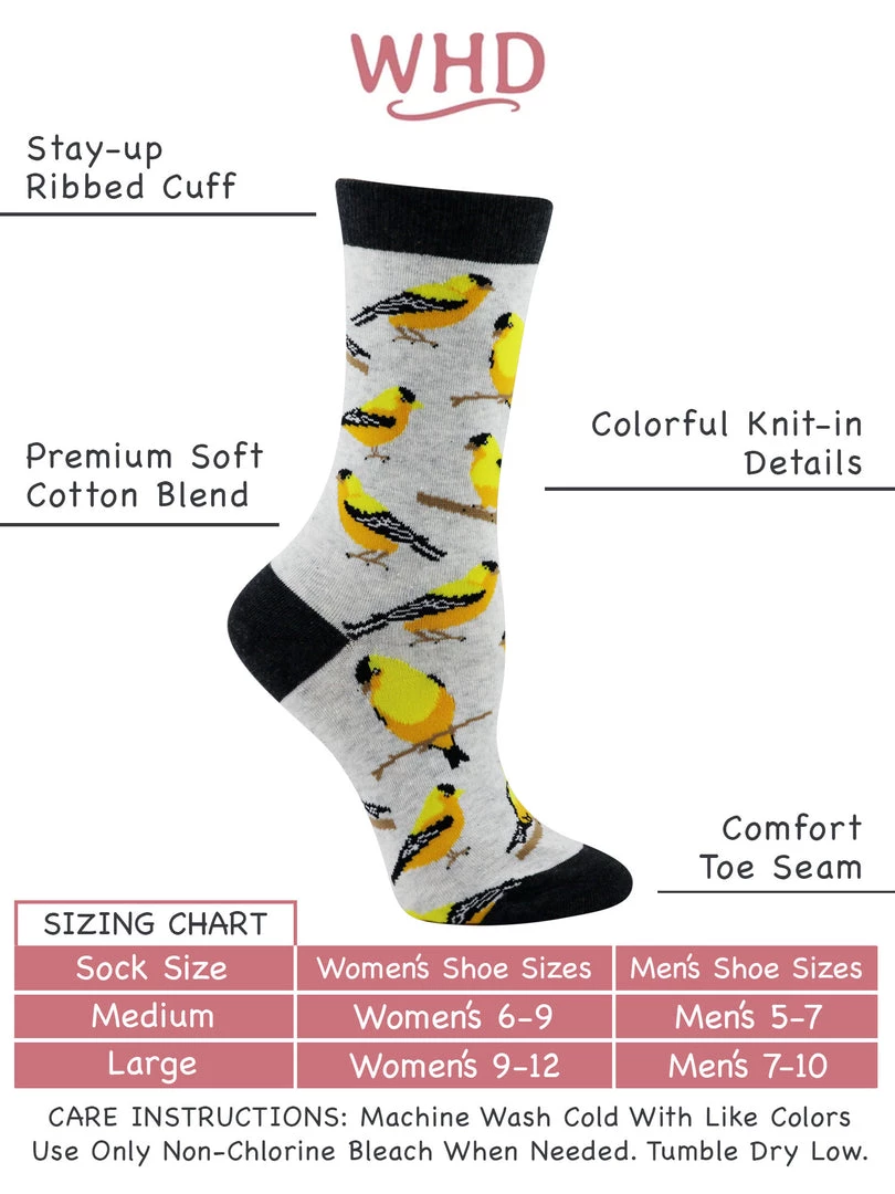 WHD Crazy Socks - Crew Goldfinch Socks For Women Gift For Bird Lovers 3 WHD Crazy Socks - Crew Goldfinch Socks For Women Gift For Bird Lovers