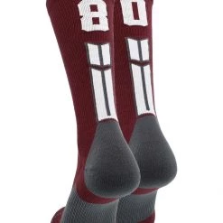 MadSportsStuff Maroon Player ID Custom Number Crew Socks For Basketball Lacrosse Volleyball Boys And Girls
