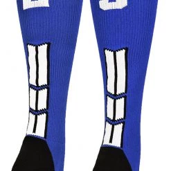 MadSportsStuff Royal Player ID Custom Number Over The Calf Socks For Softball Baseball Football Boys And Girls