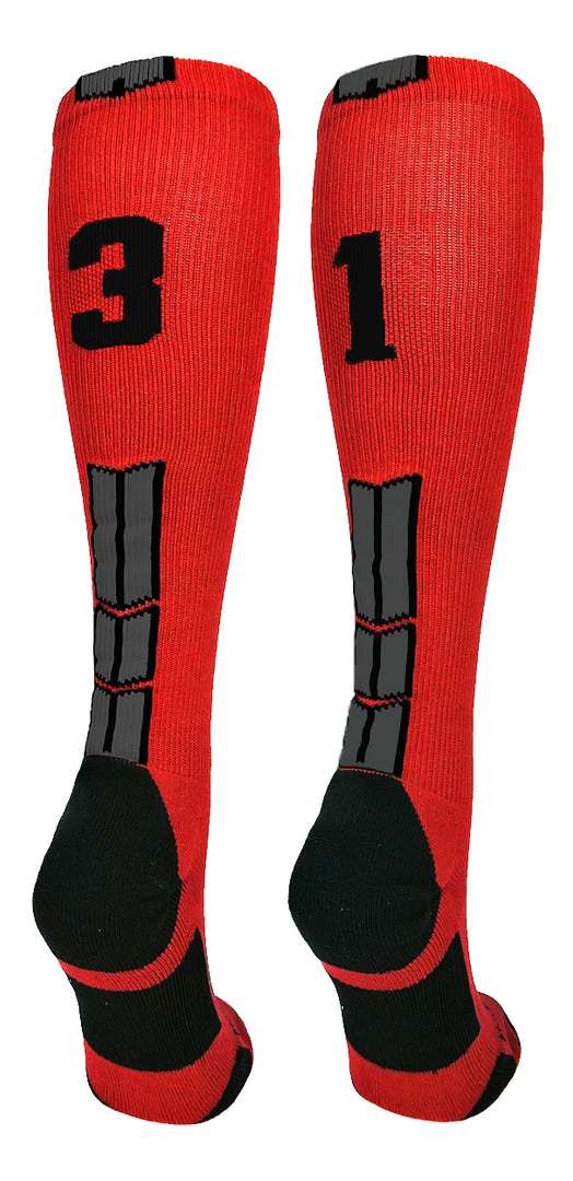 MadSportsStuff Red And Black Player ID Custom Number Over The Calf Socks For Softball Baseball Football Boys And Girls Baseball Socks 99 MadSportsStuff Red And Black Player ID Custom Number Over The Calf Socks For Softball Baseball Football Boys And Girls Baseball Socks
