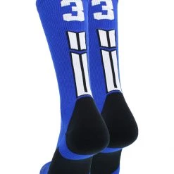 MadSportsStuff Volleyball Socks Royal Player ID Custom Number Crew Socks For Basketball Lacrosse Volleyball Boys And Girls
