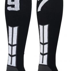 MadSportsStuff Black Player ID Custom Number Over The Calf Socks For Softball Baseball Football Boys And Girls
