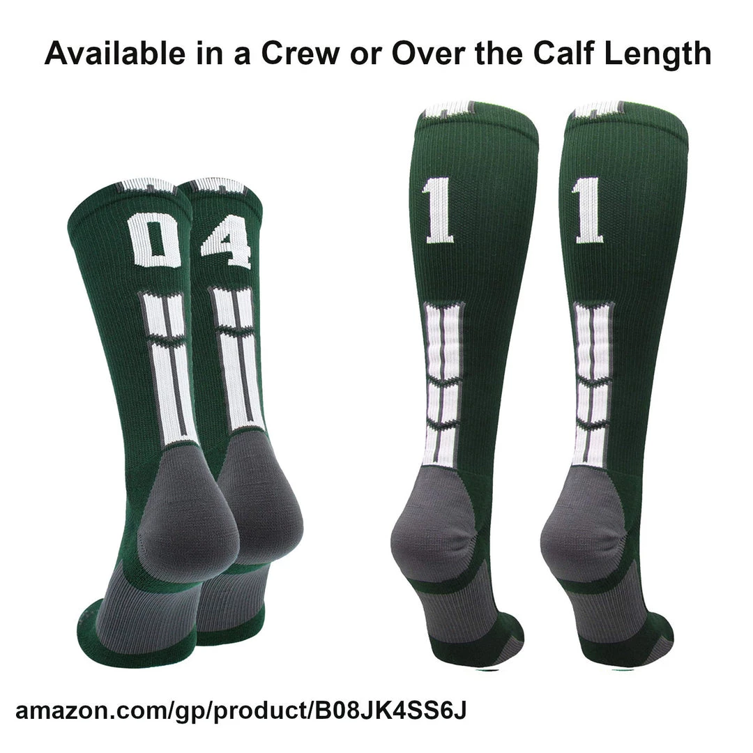 MadSportsStuff Dark Green Player ID Custom Number Over The Calf Socks For Softball Baseball Football Boys And Girls Softball Socks 6 MadSportsStuff Dark Green Player ID Custom Number Over The Calf Socks For Softball Baseball Football Boys And Girls Softball Socks